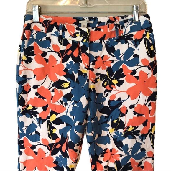 HALOGEN Crop Stretch Cotton Pants in‎ Floral NWOT - Picture 3 of 6